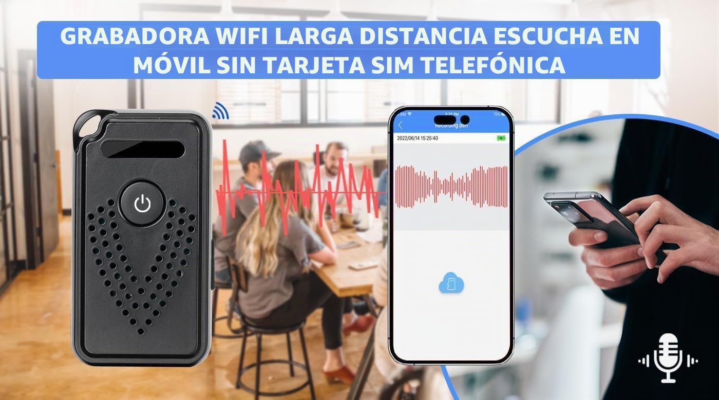 Grabadora de voz digital profesional con control remoto vía Wi-Fi y transferencia de archivos a distancia a smartphone (King Guard F1)