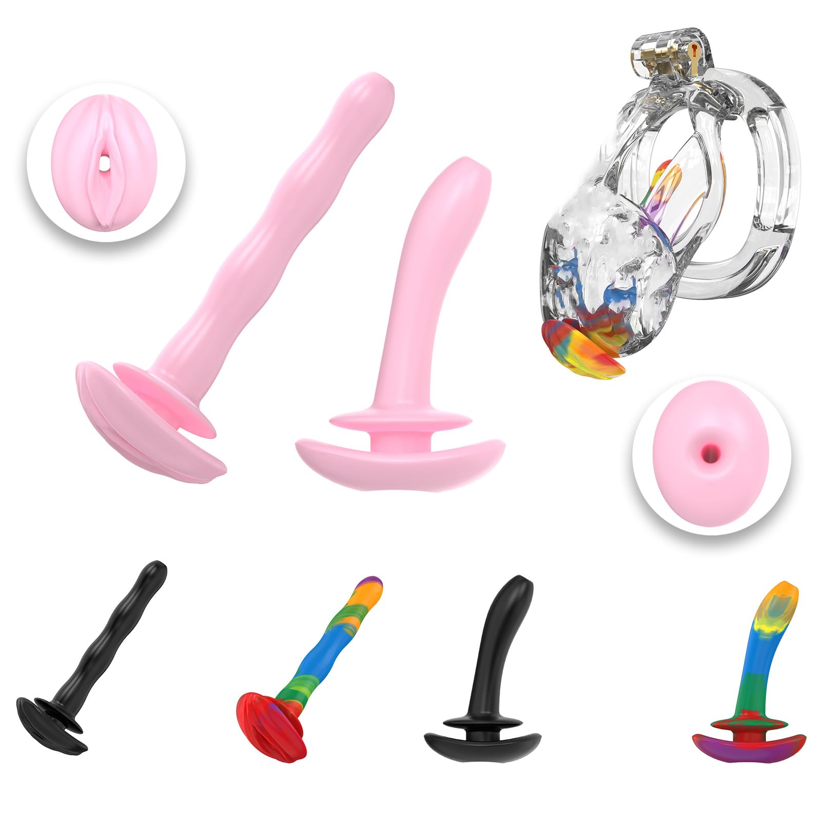 Cage de Chasteté pour Pénis Cathéter Creux pour Chastity Cage Man Accessoire Sex Toys en Silicone Accessoire Souple pour Cage Chastetée Destiné à l'Exercice du Pénis Masculin (Black)