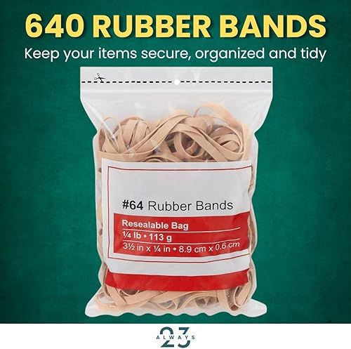 Miniatura 2 de Always23 Banda de goma #64 3 12" x 14", banda de goma gruesa, bandas de goma resistentes, beige 1 libra paquete de 640