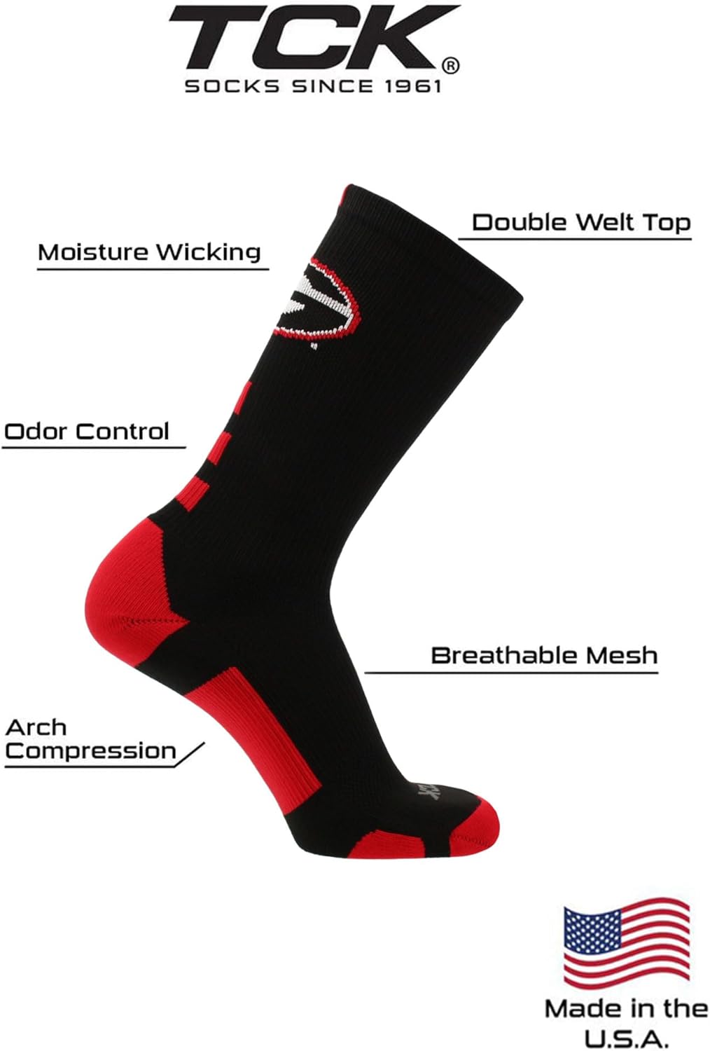 TCK UGA Georgia Bulldogs Socks for Men and Women Baseline Crew Gift Accessories - Image 3