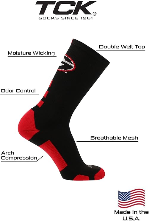 NCAA Baseline Crew USA Made - Official Collegiate Athletic Performance Socks