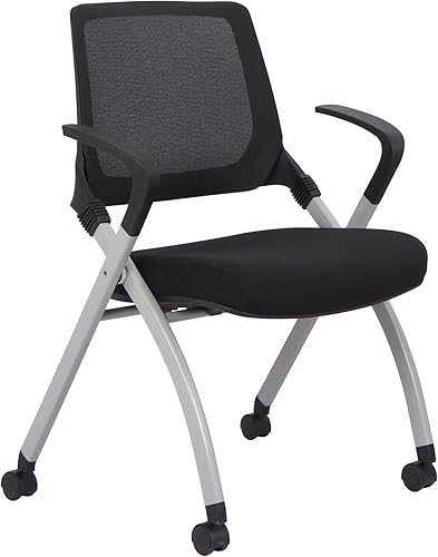 WorkPro AnyPlace - Sillas plegables de malla/tela, color negro, paquete de 2 sillas, compatible con BIFMA