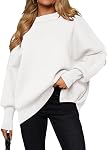 INFITTY Womens Sweater Crew Neck Long Sleeve Casual Loose Ribbed Knit Pullover Oversized Sweaters Tops