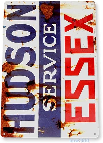 Miniatura 3 de Tinworld Cartel de estaño "Hudson Essex Service" Gasolinera de gasolina Coche Auto Taller Garaje Rústico A722