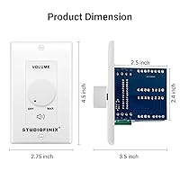 Vista 6 de STUDIOFINIX Interruptor de control de volumen de 100W en pared con perilla de ajuste de impedancia - Interruptor controlador estéreo de altavoces
