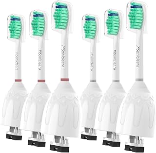 Replacement Toothbrush Heads Compatible with Philips Sonicare(6 Pc) Fits E-Series Hx7022/55, Elite,CleanCare, Essence, Advance, Xtreme, Screw-on Electric Tooth Brush Refill