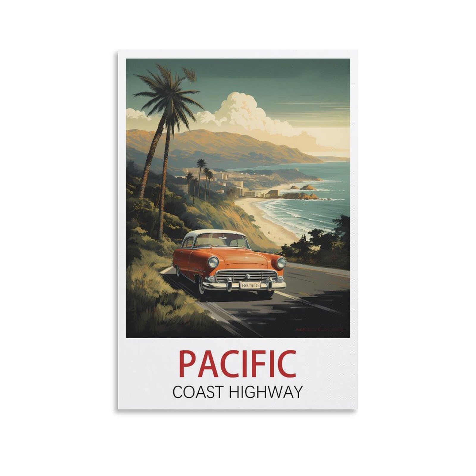 EZMLFA 5D Diamond Art Kits for Beginner,Pacific Coast Highway,Diamond Picture Art for Beginner, DIY Gem Cross Stitch Creative Gift Home Wall Decor 40x40cm