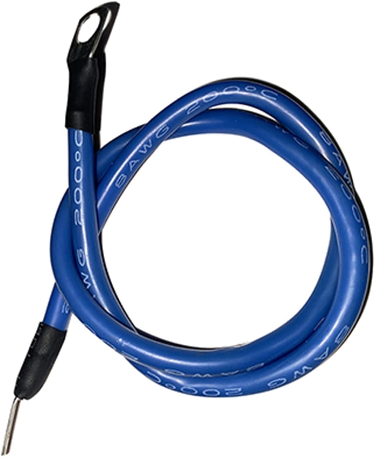 Rallonge enroulée, Câble Souple résistant à la Chaleur de 100cm, 8awg, Fil Silicone Froid Haute température, Couleur Rouge Noir Bleu, électronique du Sol(Blue with Terminal)