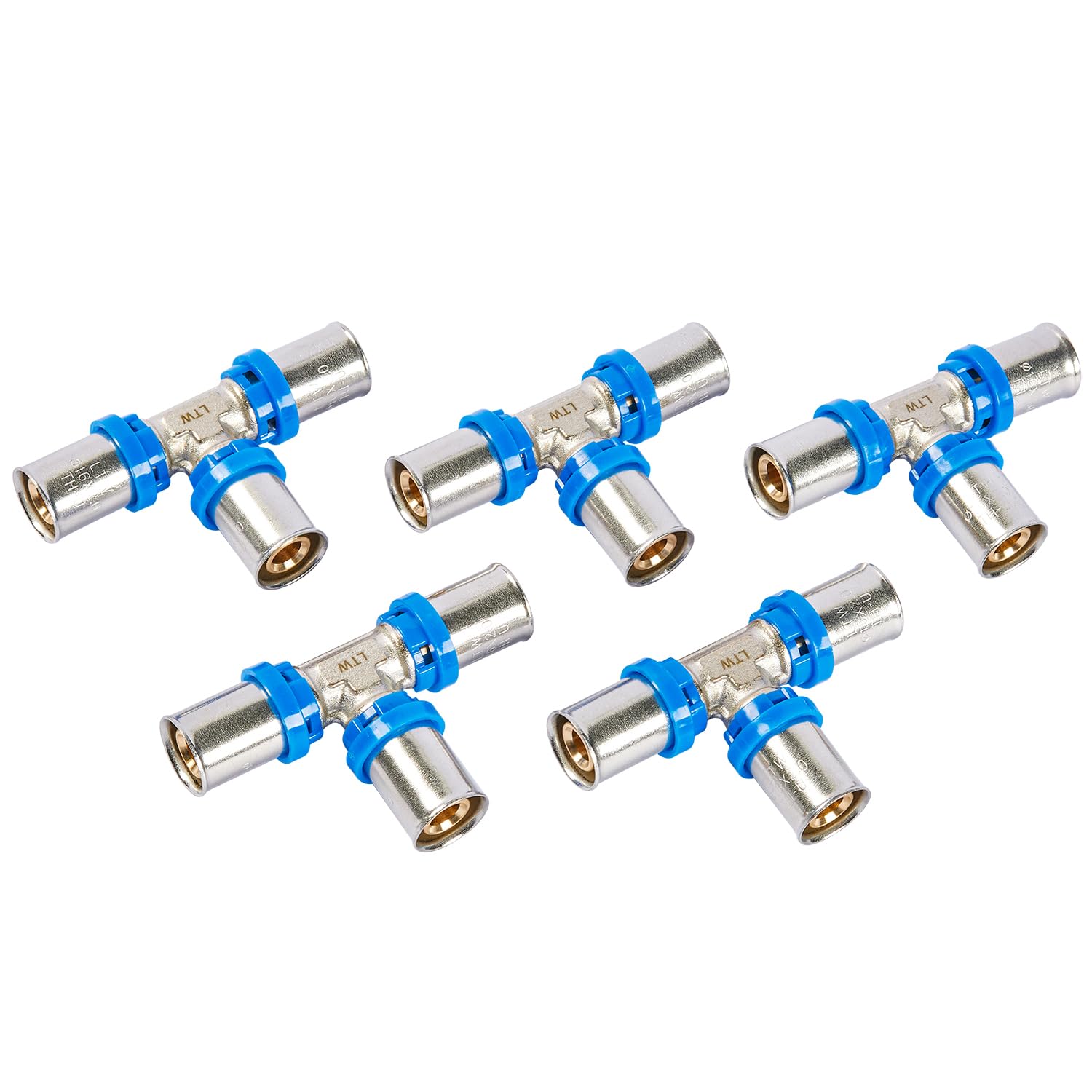 Raccord en T 16 x 2,0 mm : réparez les fuites de tube multicouche sans outil de sertissage (Lot de 5)