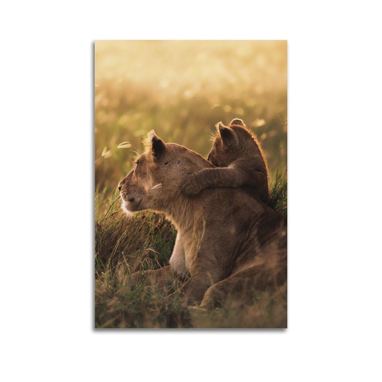 Xkuga Boys Unframe-Style Africa Wildlife Poster Portrait Nature Lioness With Cubs Modern Decorative Canvas Prints - Ideal Wall Art For Family, Man Cave, Game Room, & Girls Bedroom 20X30inch(50X75cm)