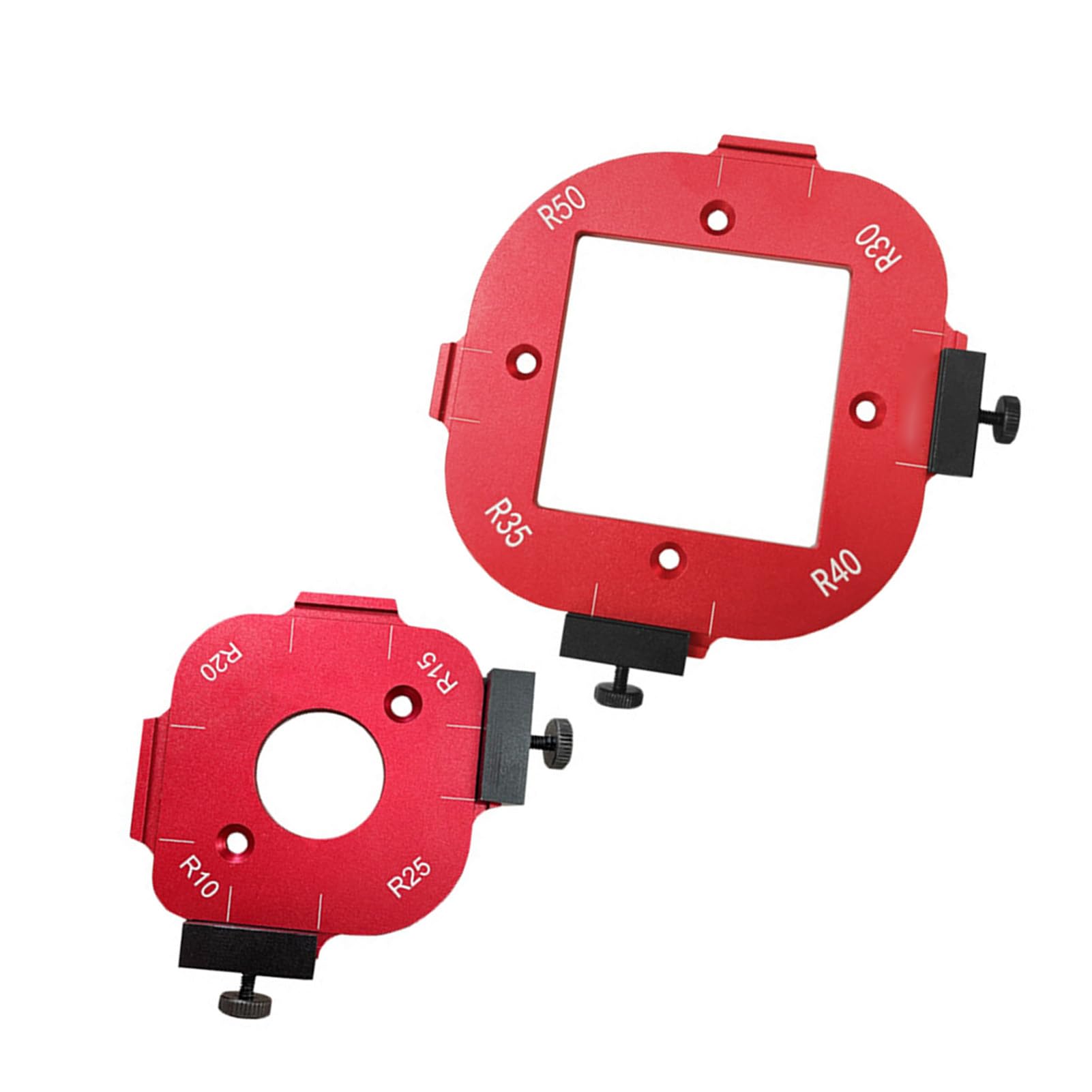 Modelli di Fresatura per Raggio, Set 2 Pezzi Modello di Fresa per Raggio Angolare in Lega di Alluminio, Modelli di Punta per Fresa 4 in 1, R30 R35 R40 R50 R10 R15 R20 R25