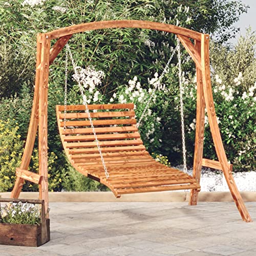 BaraSh Bett-Schaukel Bugholz Massiv mit Teak-Finish 115x147x46 cm...