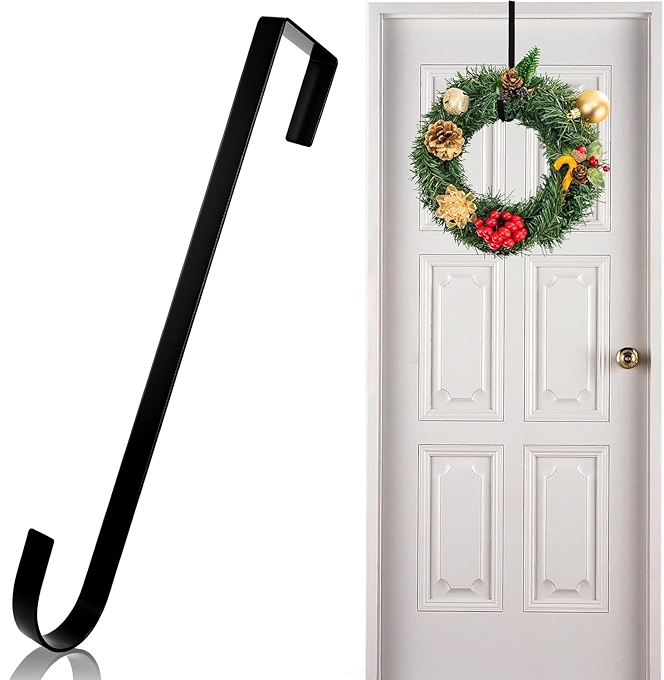 Vhxmaizxn 金属门挂钩 12寸花环挂架 - 黑色