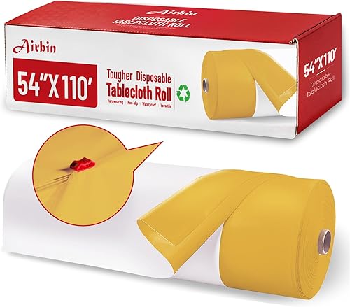 Mantel de plástico, 110 pies x 54 pulgadas, mantel desechable de plástico PEVA de alta calidad, desechable con cualquier corte deslizante para