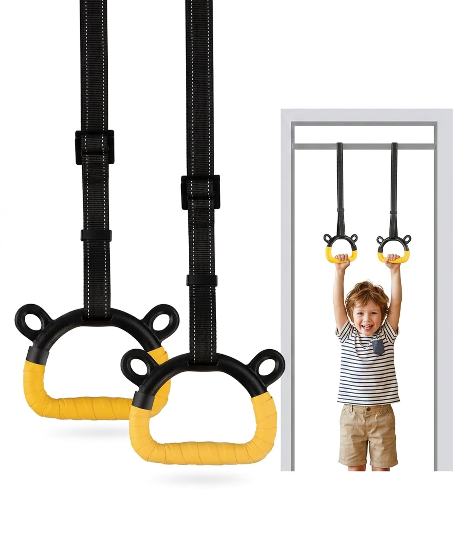 Pullup Bar for Home for Kids, Adjustable Exercise Rings for Children, Gymnastics Equipment for Kids Home Use, Upper Body Strength Training, Indoor Outdoor Fitness Activity, 1.5 Meter Rope Length-image-27