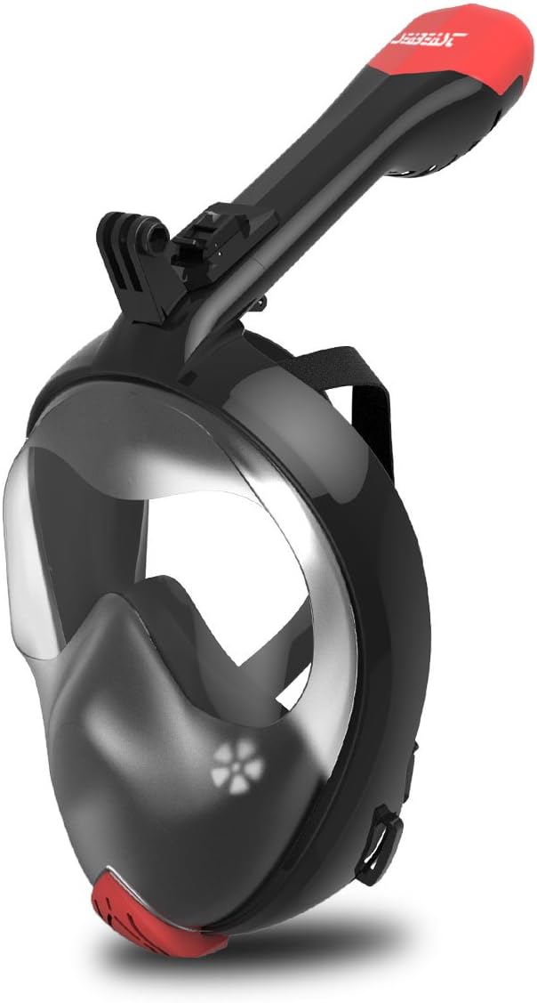 SEABEAST Snorkel Mask with Latest Dry Top Breathing System,Fold 180 Degree Panoramic View Full Face Snorkel Mask Anti-Fog Anti-Leak with Camera Mount,Snorkeling Gear for Adults and Kids