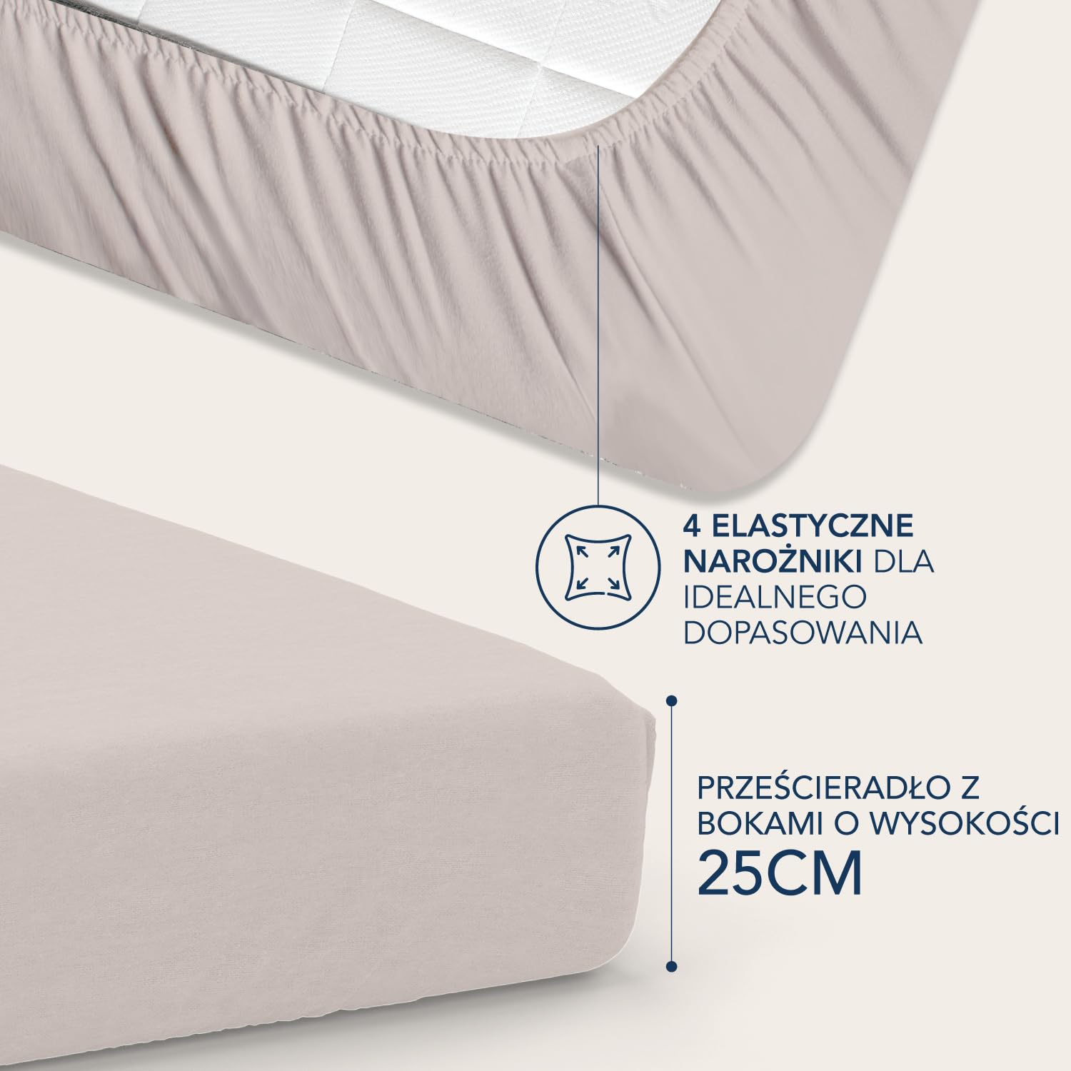 Dreamzie Lot de 2 Draps Housses - Mikrofibra (100% poliester) - Oeko Tex - Beżowy - Drap Housse Enfant 90 x 190/200 cm (x2)