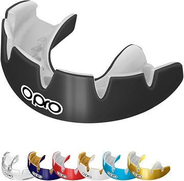 OPRO Braces Mouthguard Custom-Fit, Slim & Breathable Design Shock-Absorbing Sports Mouth Guard for Wrestling, Basketball, Football, MMA, Lacrosse, Hockey & More Youth & Adult