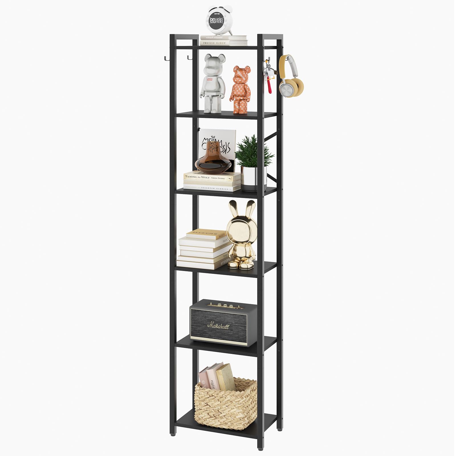 YMYNY Bookshelf, 6-Tier Ladder Shelf Organizer, Narrow Shelving Unit, Corner Storage Racks, Large Capacity Bookcase, for Home Office Living Room