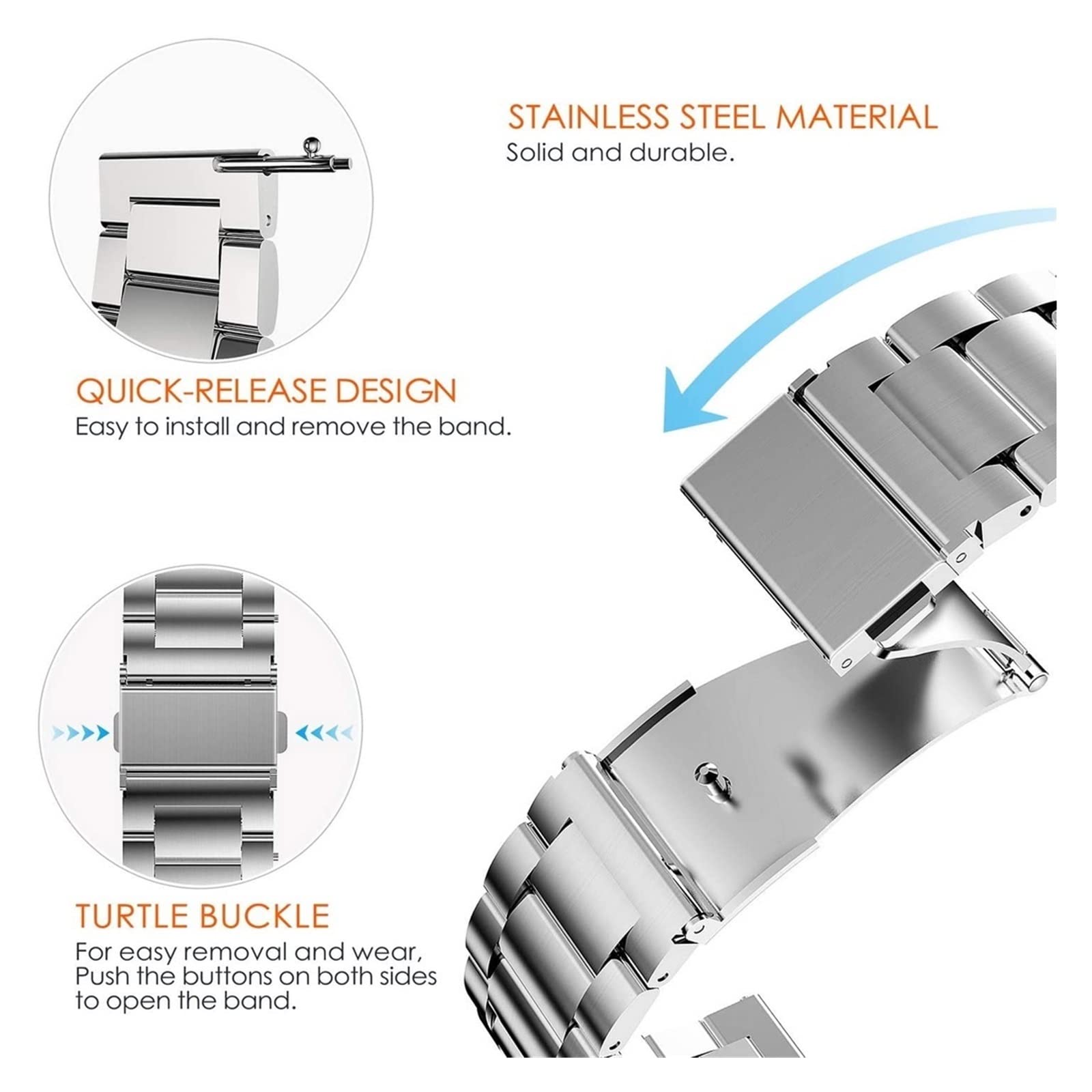 Pasek do inteligentnego zegarka 18 mm 20 mm 22 mm 24 mm, pasek do zegarka/zegarek ze stali nierdzewnej Metalowe paski dla mężczyzn i kobiet, kompatybilny z inteligentnym zegarkiem (zwart 24 mm)