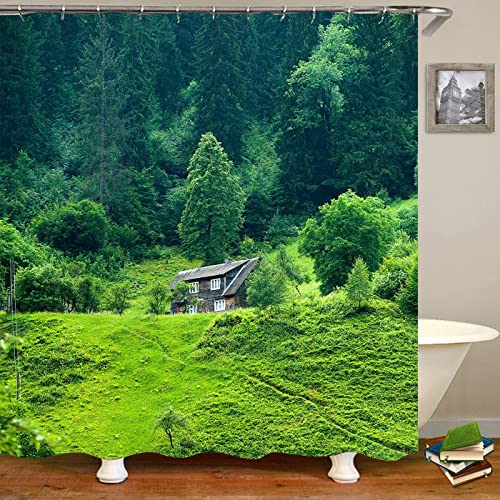 Rideau de douche haut de gamme polyester vert forêt 165x200cm - 2