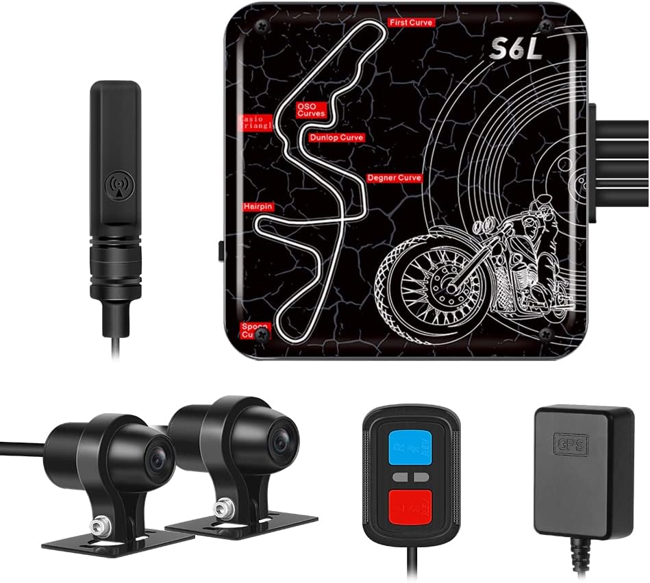 VSYSTO WiFi Motorcycle Dash Camera, GPS HD 1080P Starlight Night Vision Front and Rear Camera, High Speed Download Video, Fault Vibration Reminder,Waterproof Motorbike DVR System, G-sensor(Black-S6PL)