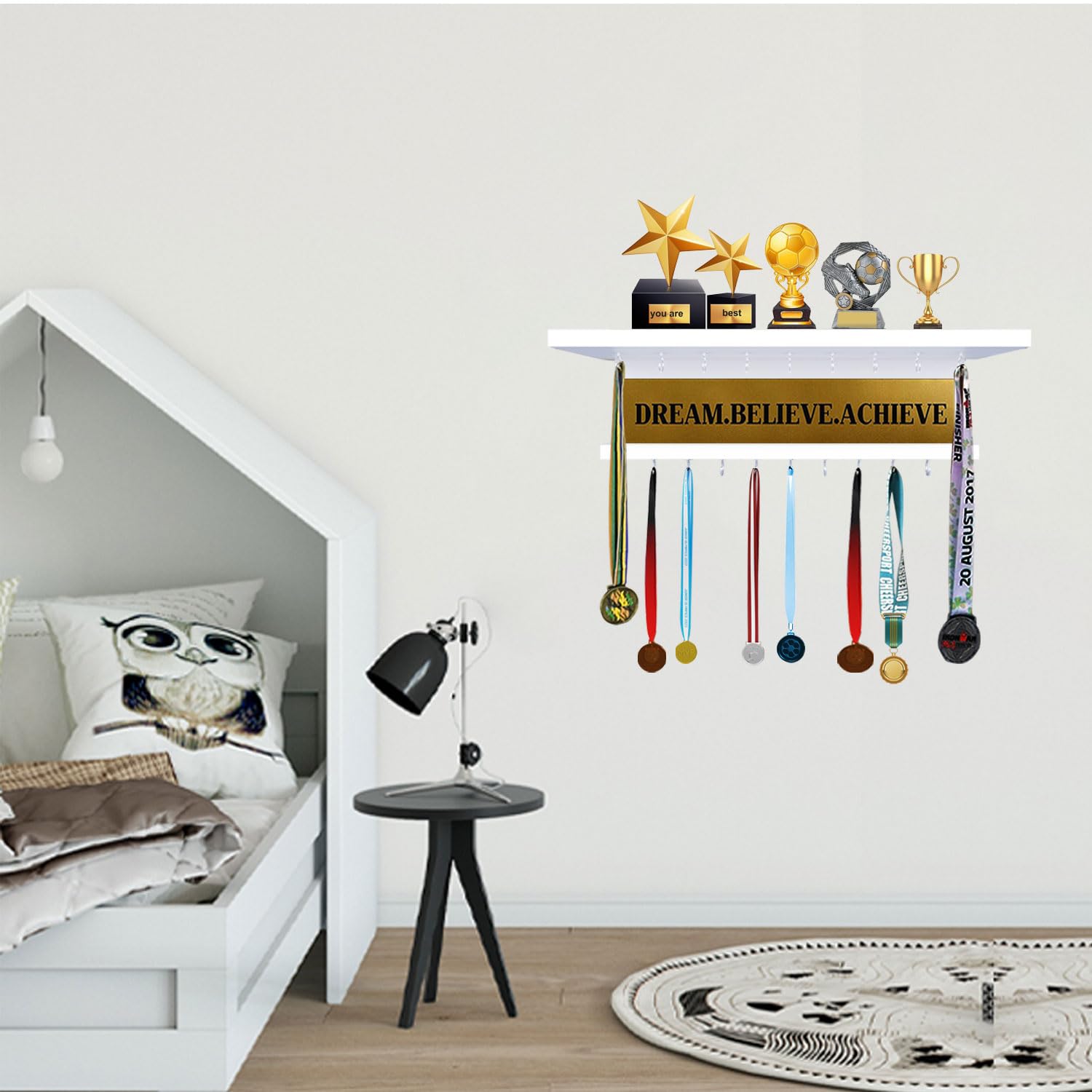 Odestar Large Medal Holder. Dream, Believe, Achieve- White (B0BR4BPKS1) Amazon Price History, Amazon Price Tracker