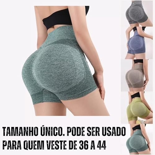 Short Feminino Empina Bumbum Cintura Alta Respirável (Rosa) - YODHE