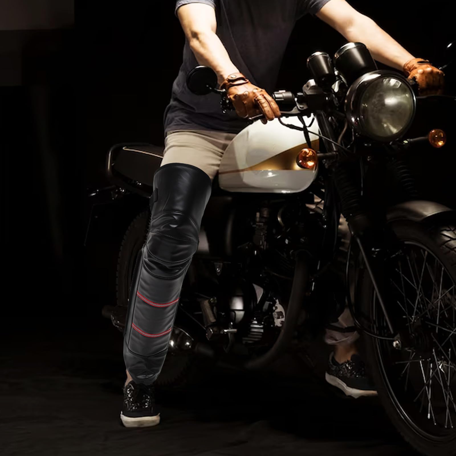 OUNONA 2 Pezzi Protezioni Ginocchio Moto Invernali Riscaldate Antivento Strisce Riflettenti, Maniche Lunghe per Ciclismo, Sci e Alpinismo, Accessori Sicurezza per Guida Colore Casuale