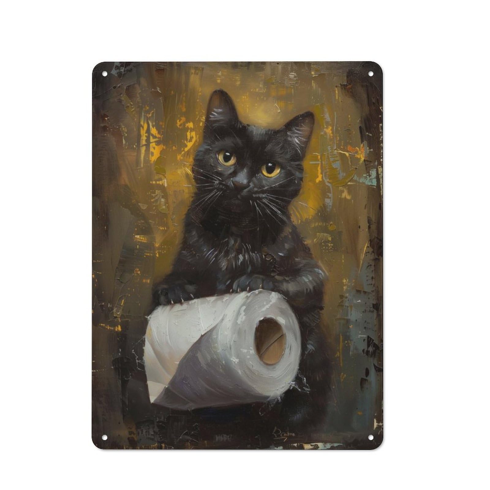 Junmoney Black Cat Toilet Paper For Garden Room Or Summerhouse, Rustic Tin Sign 40X30cm, Tin Sign Wall Decor For Garden Rooms And Summerhouses