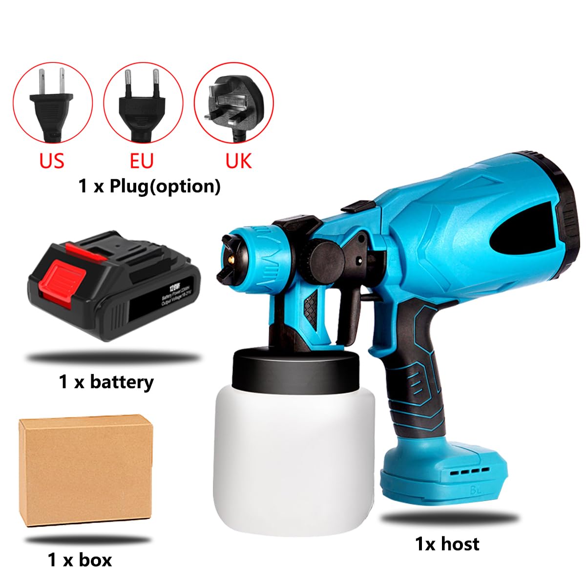Pistola de pintura, pistola de pintura eléctrica, caudal de 650 ml/min, depósito de 800 ml, 3 modos de pulverización, para interior y exterior de casa, gabinetes, cercas, techos