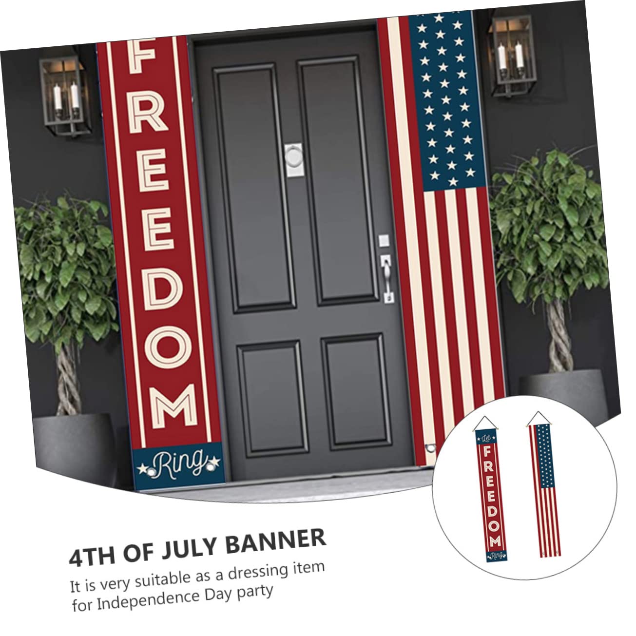 Amosfun 3 Paia Cancello del Dell'indipendenza Bandiera della Stamina Arredamento Autunnale All'aperto Orgoglio Il Quarto Banner del Portico Patriottico Contento Poliestere