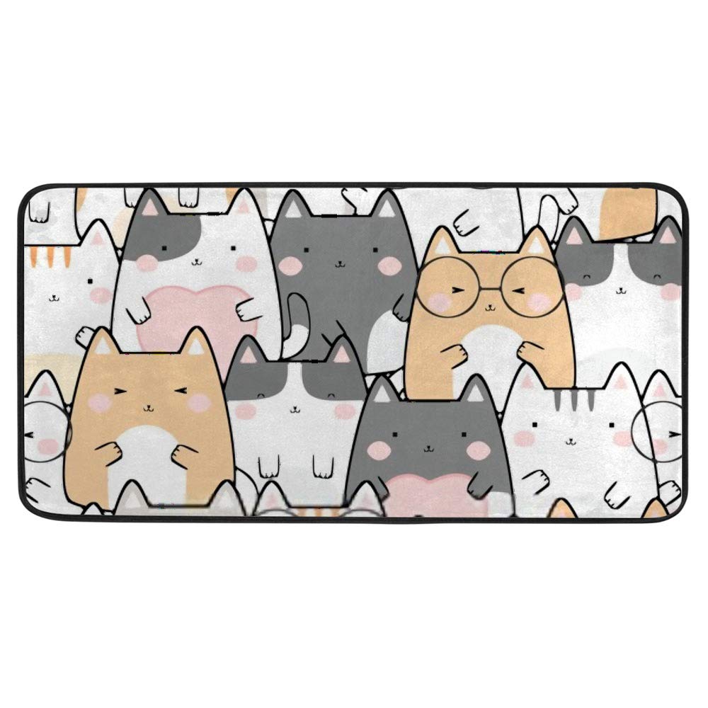 Tapis de cuisine antidérapant chat mignon 99x51 cm couleur 1