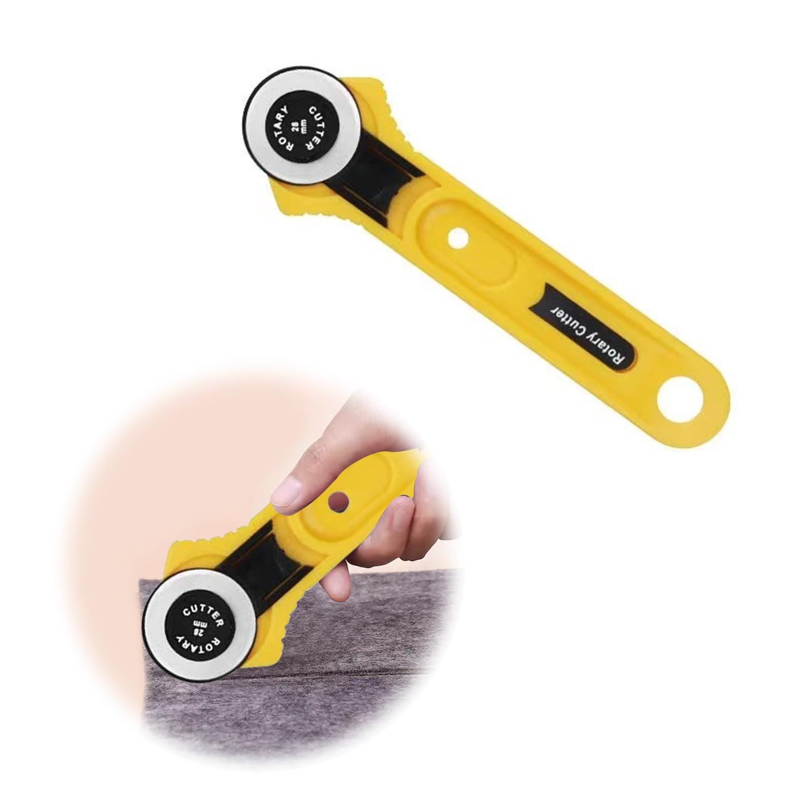 28mm Rotary Cutter Fabric Cutter Tailor Scissors Tool Roller Alloy Steel Blade Manual Sewing Cutter Roller with Lock Button for Sewing Fabric Paper Cutting Art Crafting