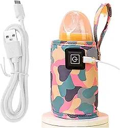 Bolsa USB para aquecer leite – Aquecedor rápido de mamadeira 2023 para viagens, aquecedor de mamadeira portátil de carro para viagem, aquecedor de mamadeira com cabos USB, aquecimento suave mantém a