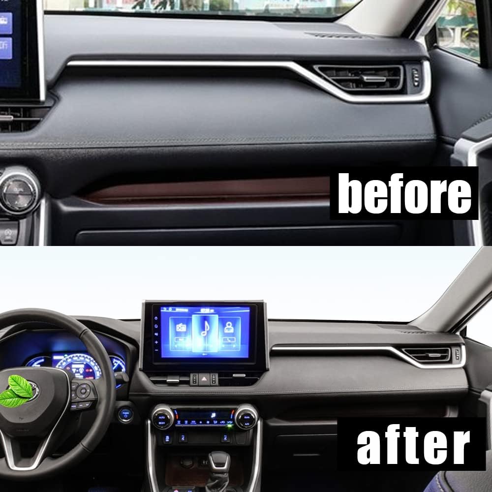 ERIDANUS Auto Accessories Fit for RAV4 2024 2023 2022 2021 2020 2019 Inner Center Console Dashboard Side AC Air Vent Outlet Frame Strip Cover Trim (Matte Silver) ABS 2 PCS