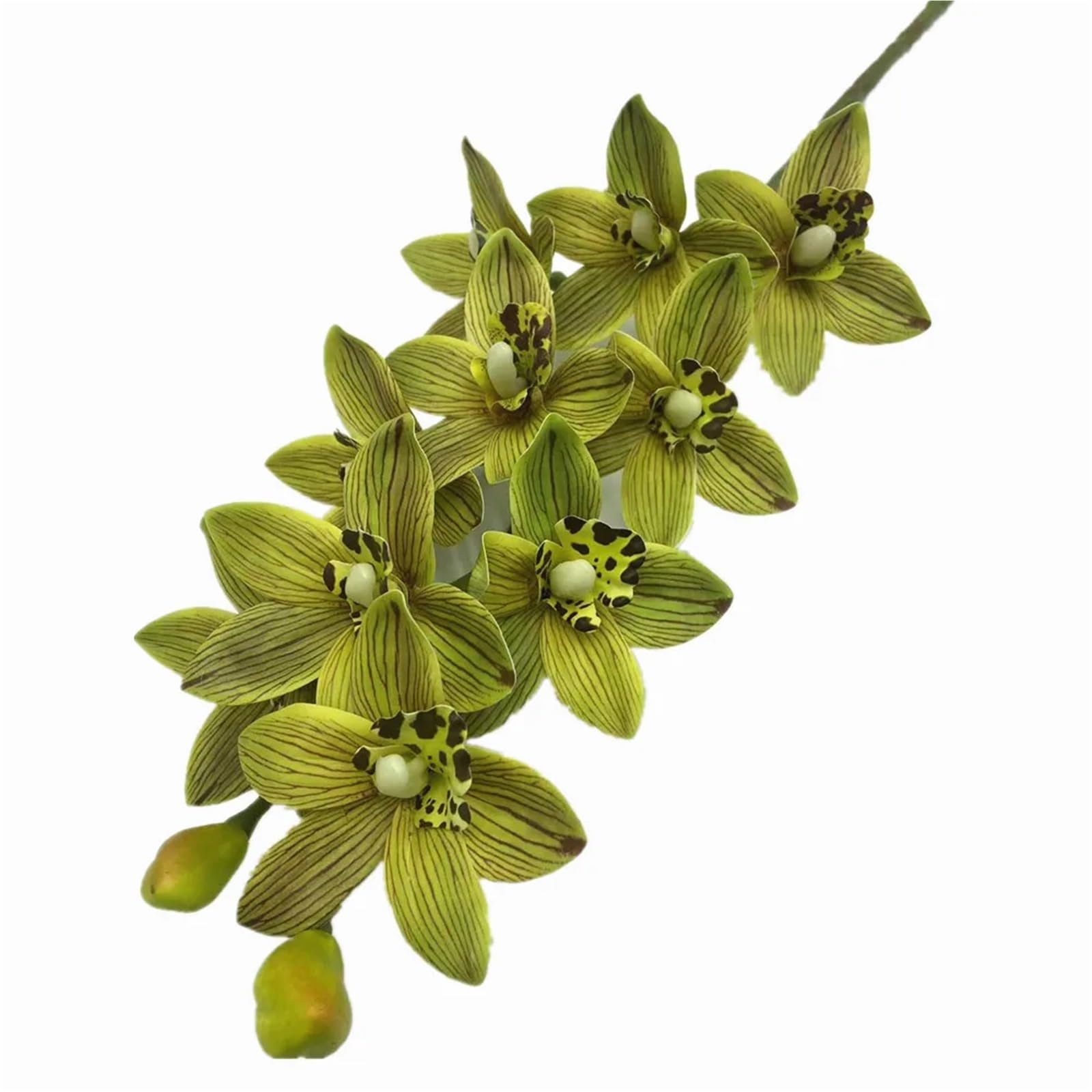 FonHNDG Artificial Flower Branches 4pcs Artificial Cymbidium Hookerianum 10 Heads Simulated Vanda Phalaenopsis(Color2)