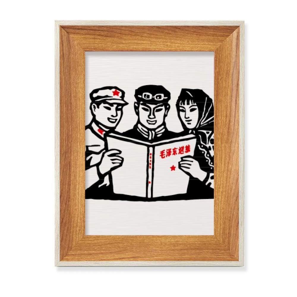 Cadre de Photo en Bois Peinture Art Mao Zedong Histoire