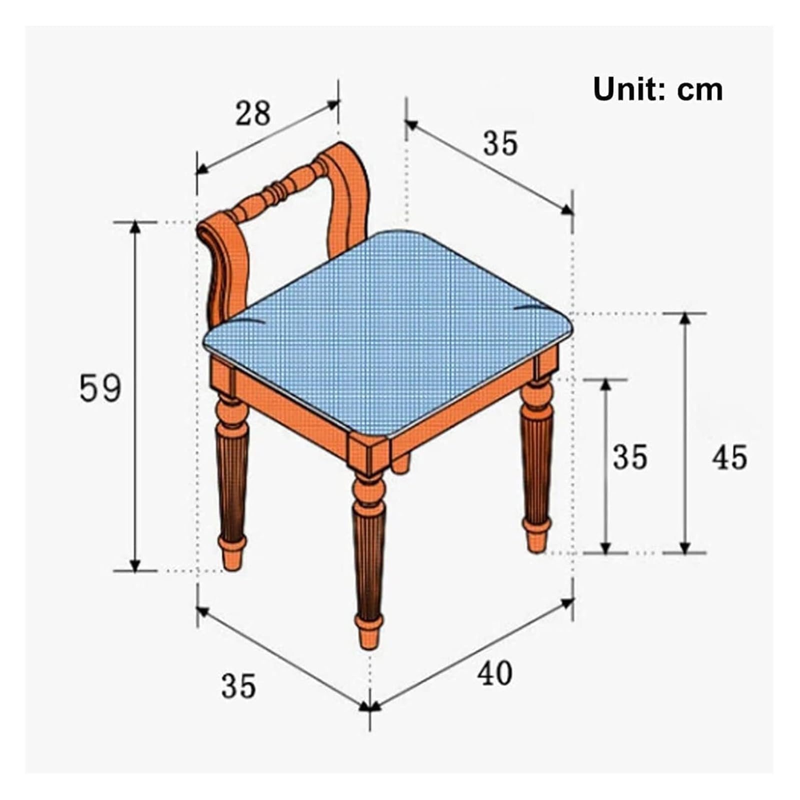 JIOWEUOE Sgabello da spogliatoio, sgabello per pianoforte, sgabello da toletta in legno, sedia con schienale semplice, sgabello da trucco per camera da letto, sgabello da spogliatoio, bianco-3, bianco