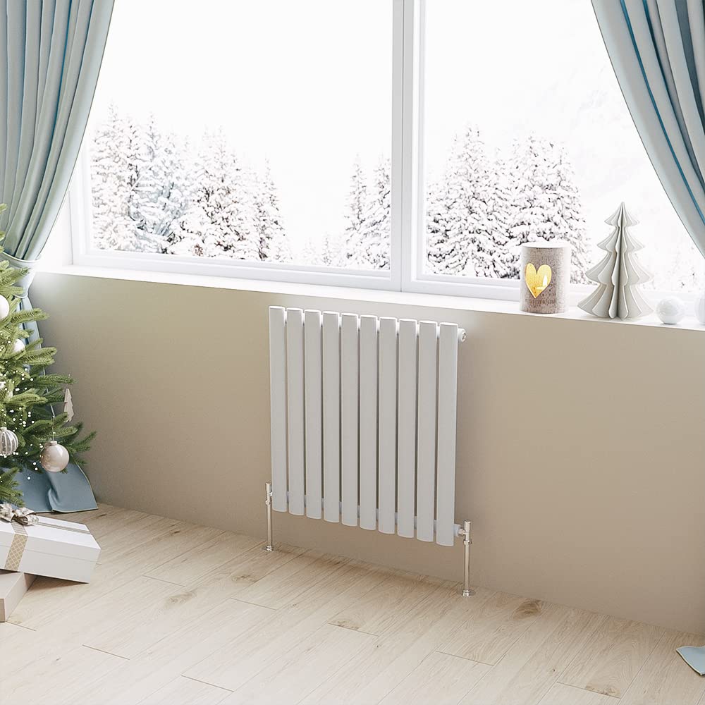 Huiyang White Horizontal Radiator Oval Column Designer Central Heating Rad 600X590mm Single
