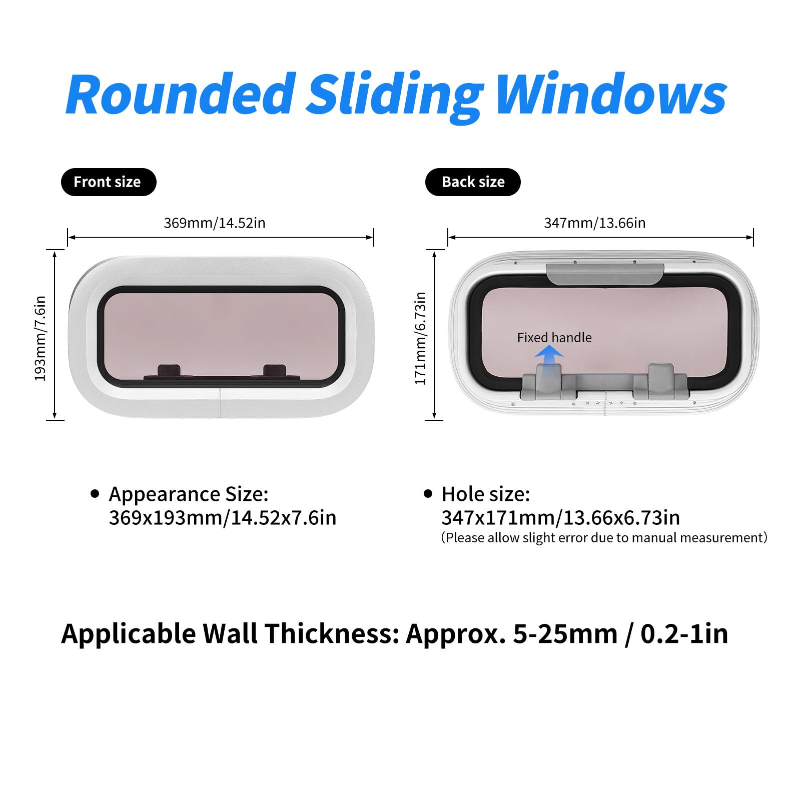 Keenso Bullauge-Fenster, Boots-Bullauge-Fenster 14,52 X 7,6 Zoll Aluminiumlegierungsrahmen mit Acrylglas für Yacht-Wohnmobile
