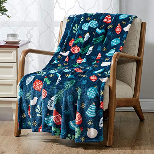 Manta de forro polar de franela de terciopelo sólido de felpa para sofá de cama, sofá (Navidad A, manta (50 x 60 pulgadas)