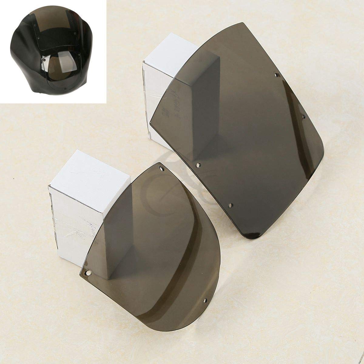 TCMT ABS Windshield Quarter Fairing Kit Fits For Sportster XL 88-16 Dyna 95-05 FXR 86-94 (Smoke)