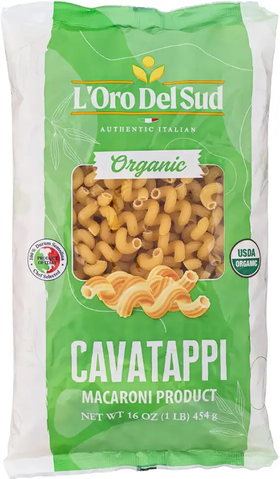 L'Oro Del Sud Organic Cavatappi Pasta, 100% Durum Wheat, Italian Pasta, Premium Quality Product of Italy, Non GMO, Corkskrew, Vegan, Kosher, 16 Oz (Pack of 4) USDA Organic