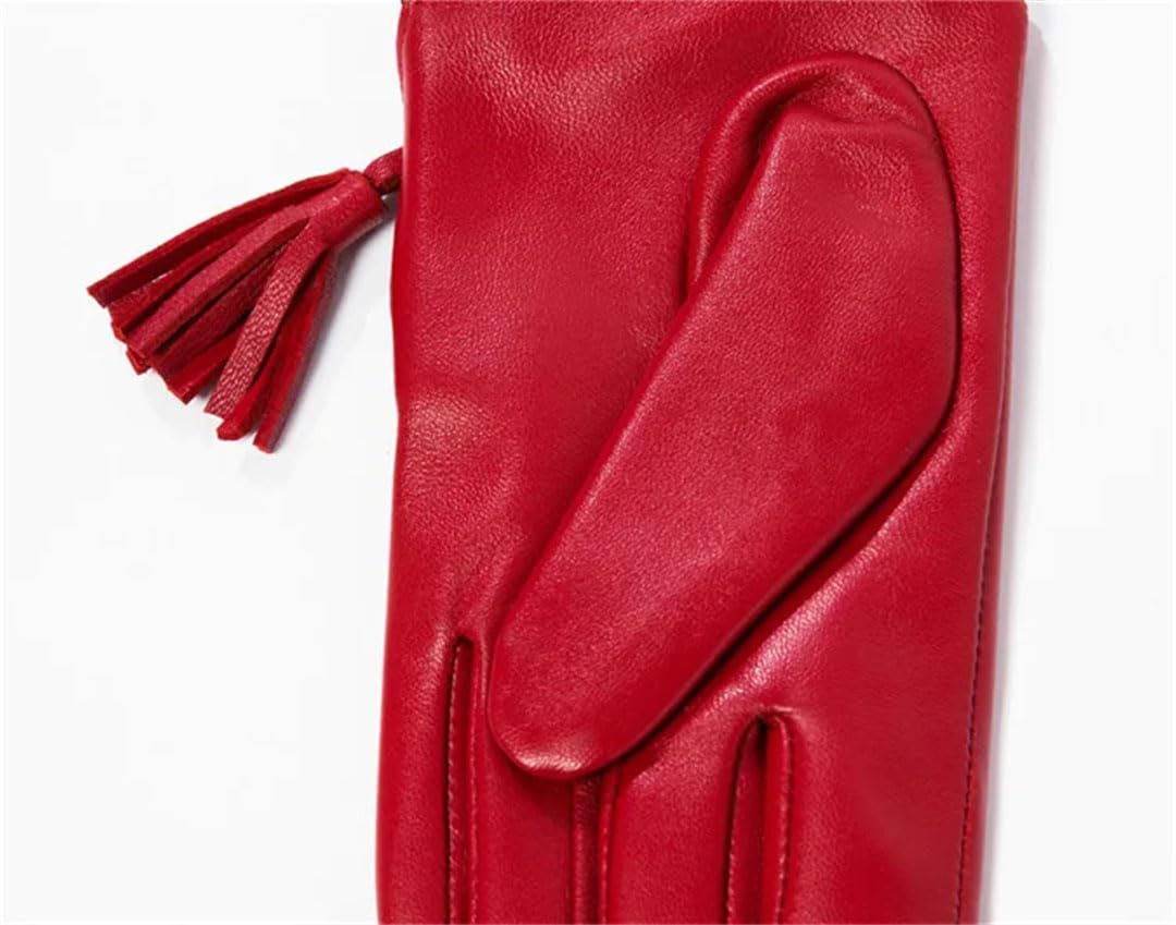 Guantes de conducción con flecos de poliuretano para mujer, estilo corto, con cremallera, para otoño e invierno, con forro de terciopelo, talla M, Negro, M