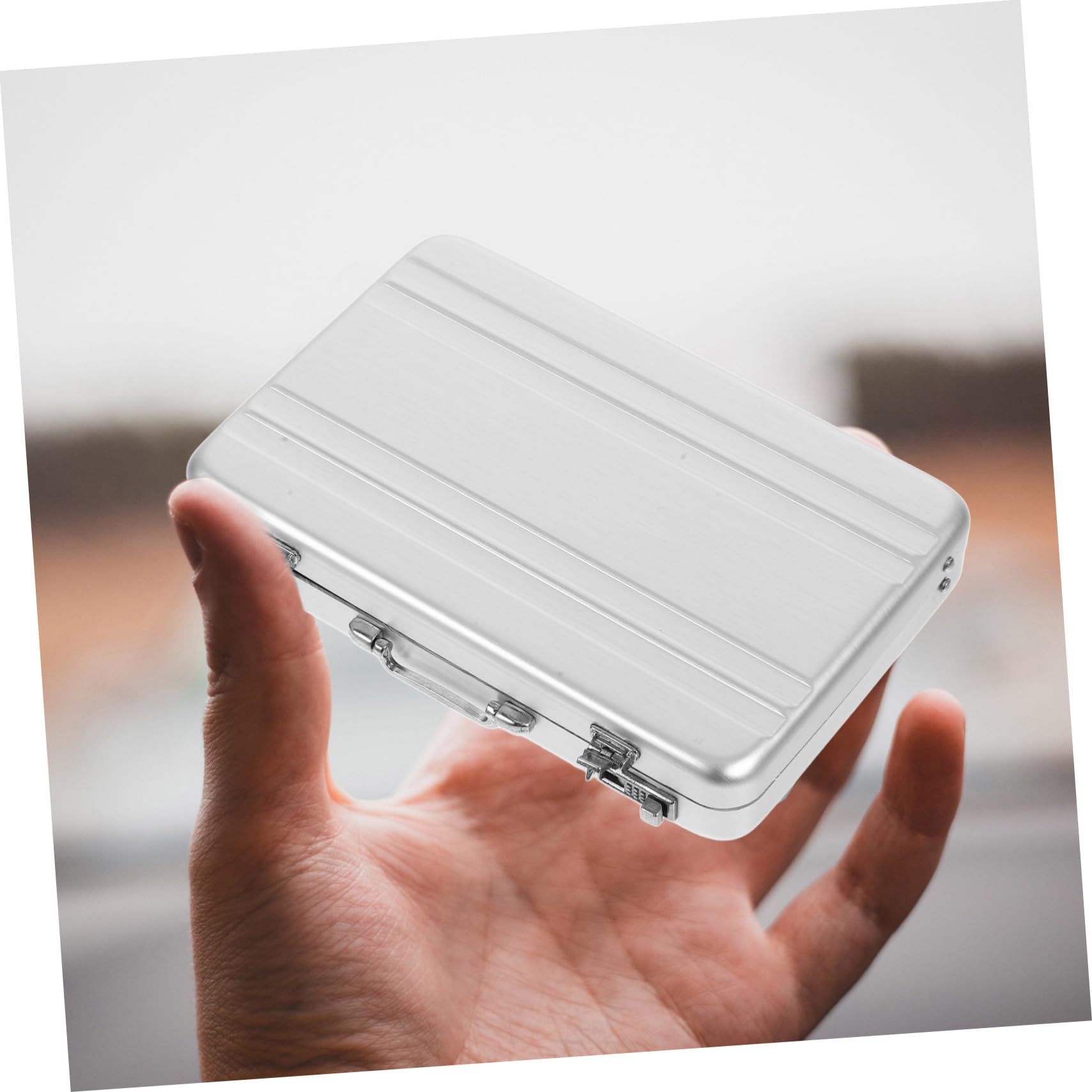 jojofuny 4 Stück Karten Organizer im Kofferdesign Aufbewahrungsbox für Visitenkarten Kreditkarten und Notizzettel und Langlebig für Büro