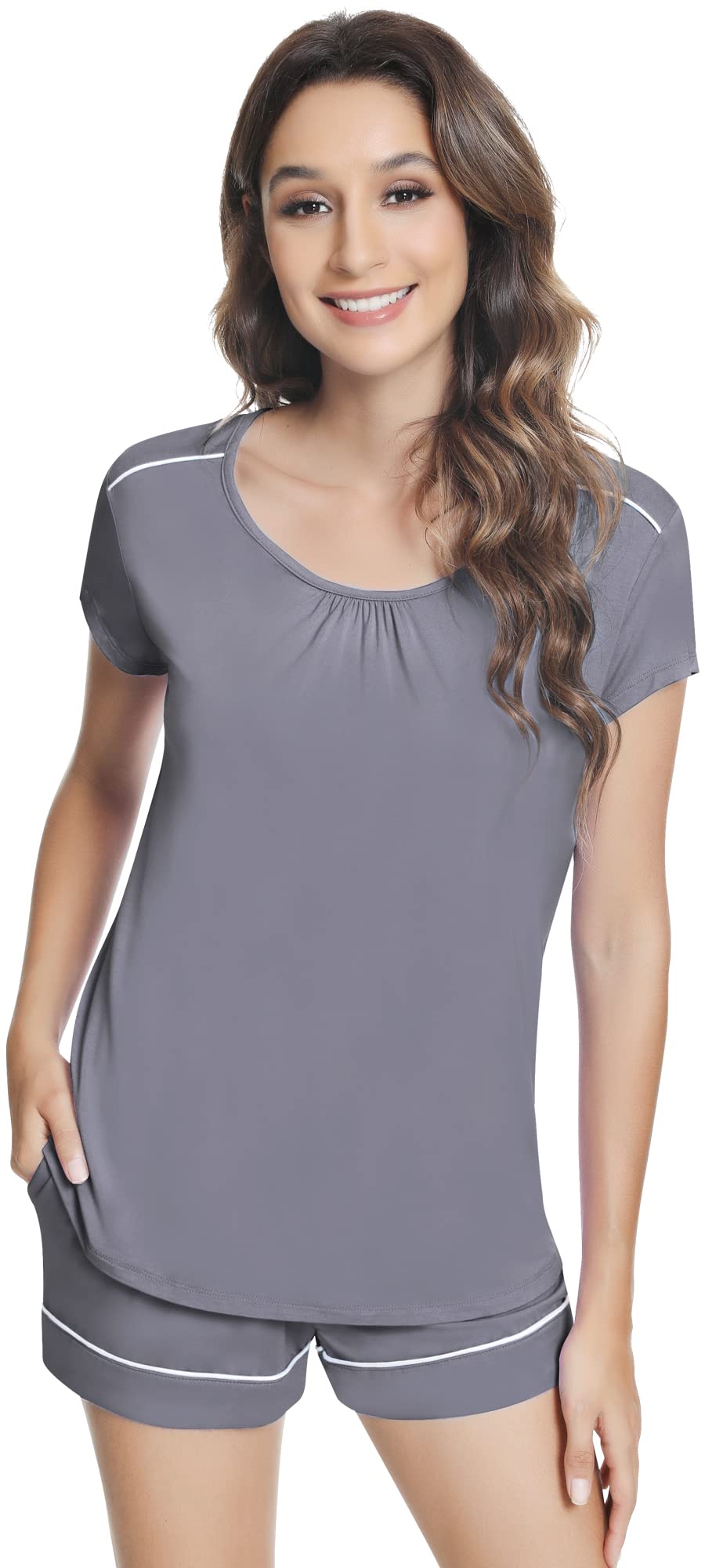 NACHILA Women's Bamboo Viscose Pajama Set - Sleeveless Tank & Shorts, Soft Sleepwear & Loungewear