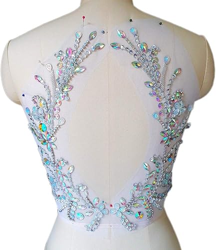 Miniatura 2 de Coser en diamantes de imitación de boda nupcial espalda apliques parches de costura para bricolaje disfraz ropa decoración de vestidos (AB)