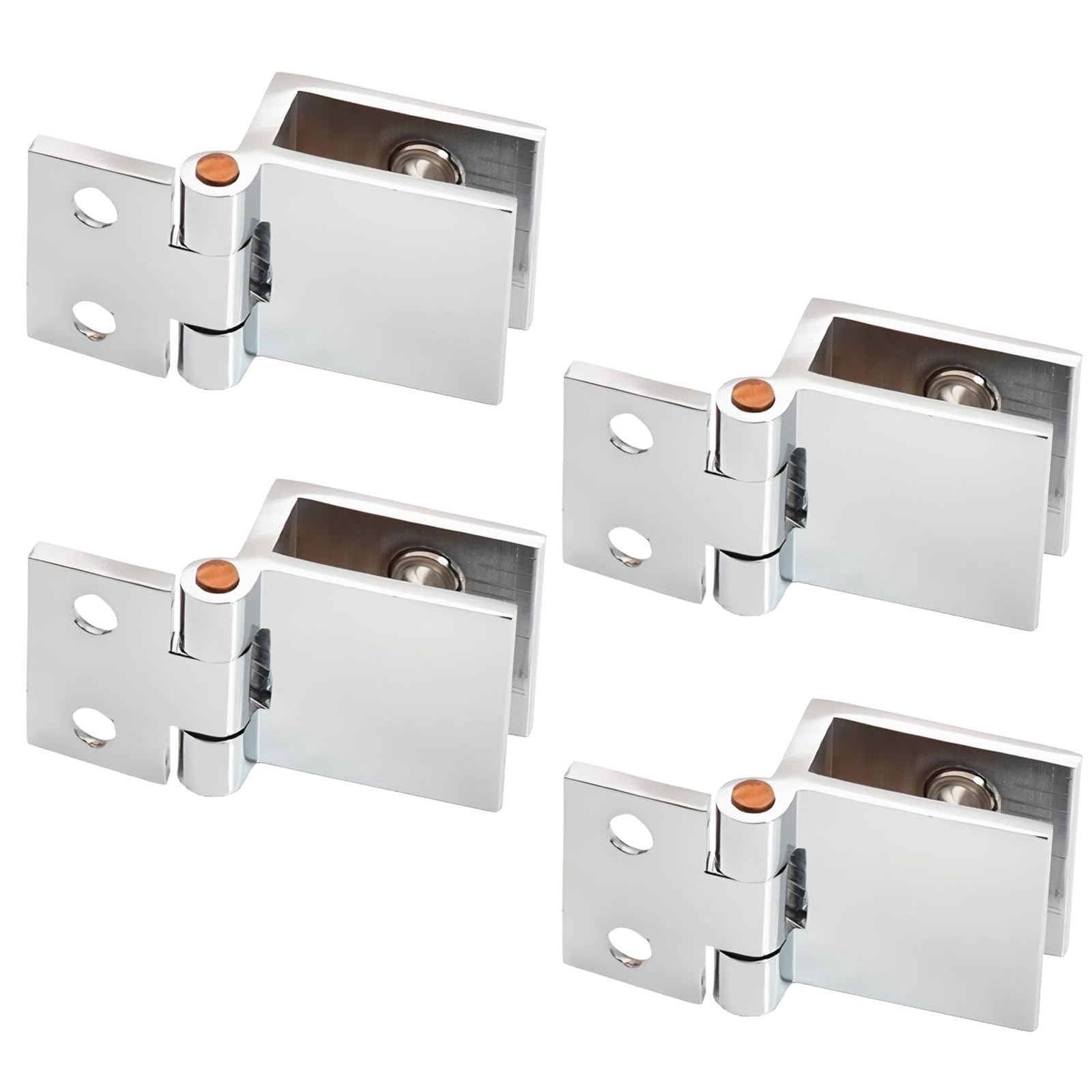 Mohito Silver Glass Door Pivot Hinge,4Pcs Glass Fixing Clip Glass Adjustable Clamp Single Clamp Glass Zinc Alloy No Drilling Glass For Shower Glass Cupboard