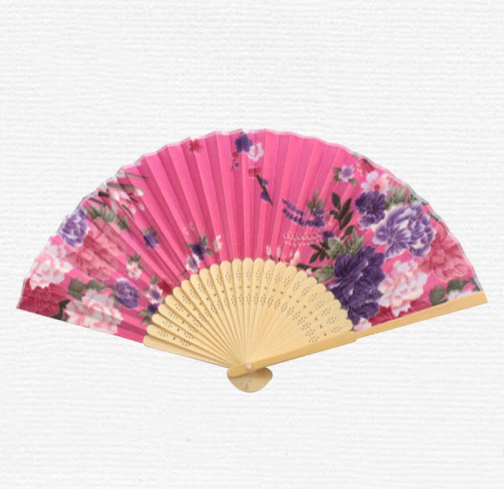NZPOST Hand Fan Folding, 10Pcs Floral Bamboo Fans Chinese Handheld Hand Fans Folding Oriental Cloth Fabric Spanish Fan For Dancing Party Wedding s Home Decoration